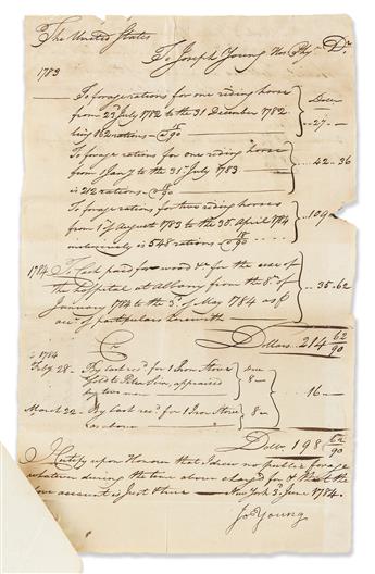 (MEDICINE.) Expense account of Dr. Joseph Young for the Albany Hospital during and after the Revolution.